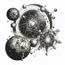 atoms and molecules simulating universe with stars tattoo design idea