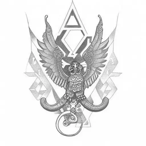 Quetzalcóatl and Tlaloc for leg, focus on faces tattoo design idea