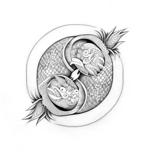 pineapple ying yang tattoo design idea