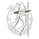 wizard staff tattoo design idea