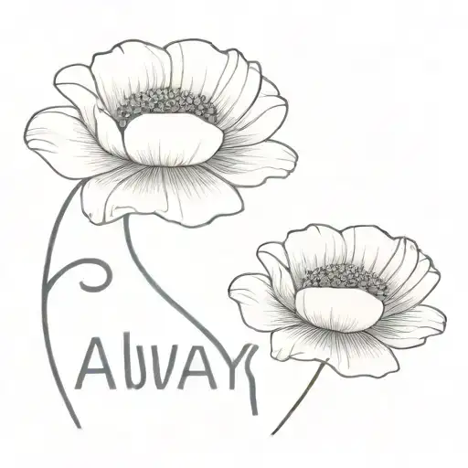 anemone flower with the word always as the stem  tattoo design idea