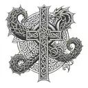 celtic cross and dragon tattoo design idea