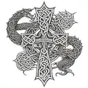 celtic cross and dragon tattoo design idea