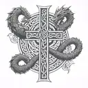 celtic cross and dragon tattoo design idea