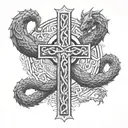 celtic cross and dragon tattoo design idea