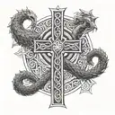 celtic cross and dragon tattoo design idea