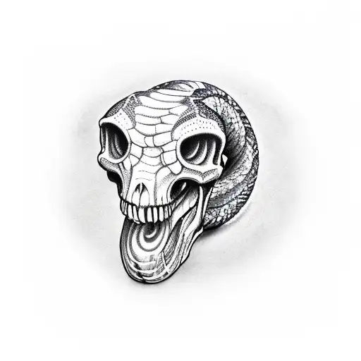 Smokey Snake Skull tattoo design idea