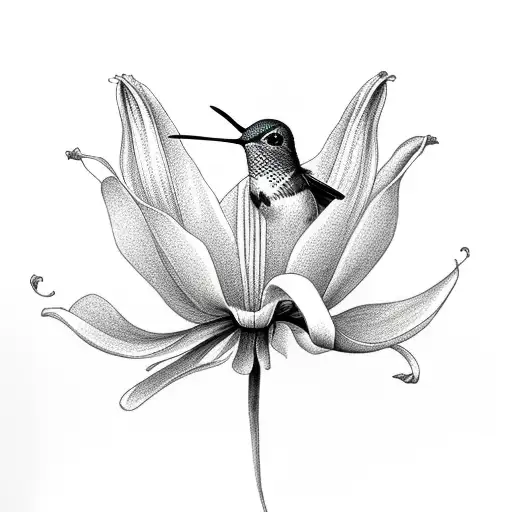 Hummingbird with a lily tattoo design idea