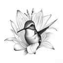 Hummingbird on the side of a lily tattoo design idea