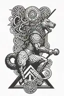 Teiwaz, Thor, Hammer, Sleipnir, Valknut tattoo design idea