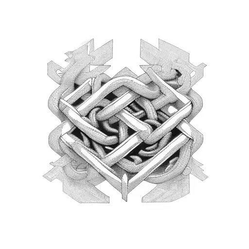 two chain links with letter "J" tattoo design idea