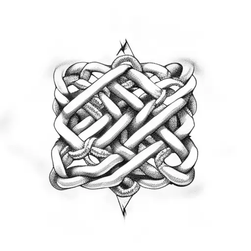 two chain links intertwined with the letter J tattoo design idea
