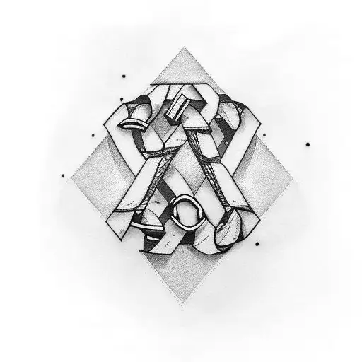 two chain links with letter J tattoo design idea