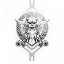 A motorcycle engine with tribal-inspired Viking patterns in black-grey style tattoo design idea