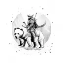 A Viking warrior riding a bear with intricate dotwork details tattoo design idea
