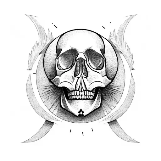 skull and half moon tattoo design idea