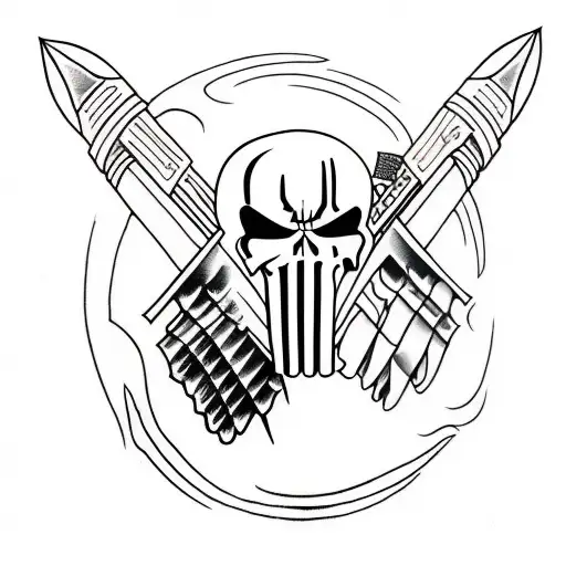 punisher and spartan, shied and spears tattoo design idea