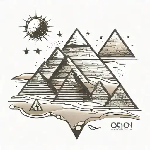 Orion stars constellation and pyramids egypt sand tattoo design idea