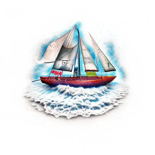 burning boat tattoo design idea