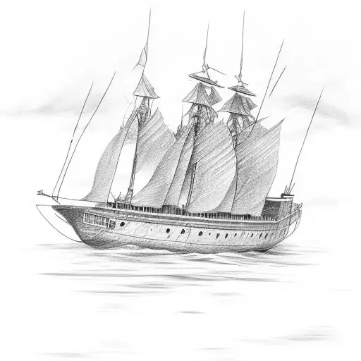 burning boat tattoo design idea