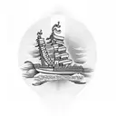 burning boat tattoo design idea