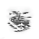 burning boat tattoo design idea