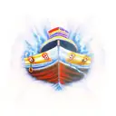 burning boat tattoo design idea