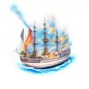burning boat tattoo design idea