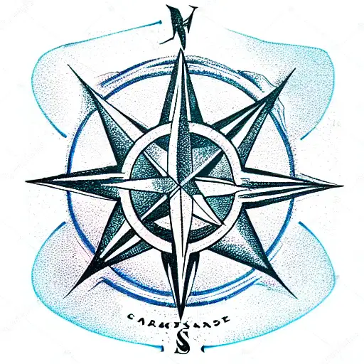 compass rose with trees in between the cardinal directions depicting the four se tattoo design idea