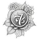 777 symbol within the petals tattoo design idea