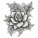 777 symbol within the petals tattoo design idea