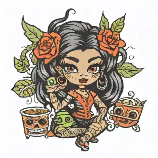 stoner latina bratz full body tattoo design idea