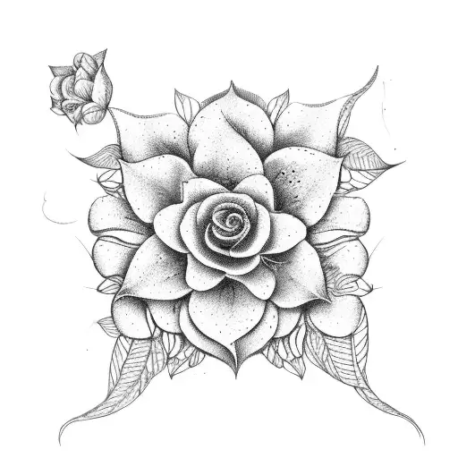 Botanical garden with intricate flower details tattoo design idea