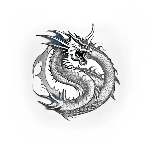 A realistic tattoo of a dragon holding a social media icon in its claw tattoo design idea