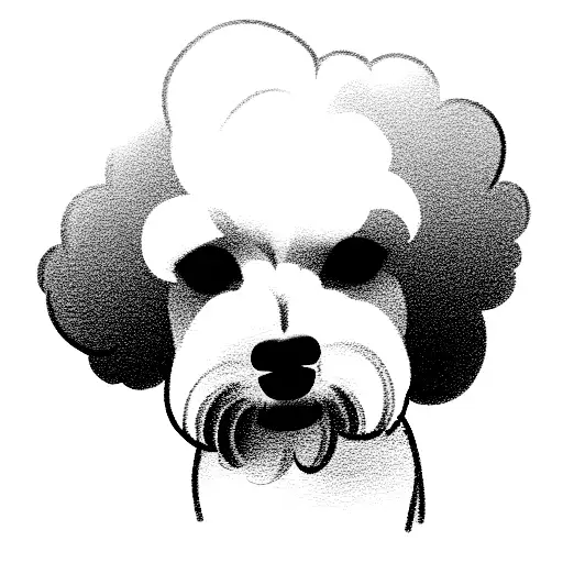 maltese bichon dog with a curl girl tattoo design idea