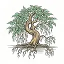 fine line small weeping willow tree tattoo design idea