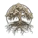 fine line small weeping willow tree tattoo design idea