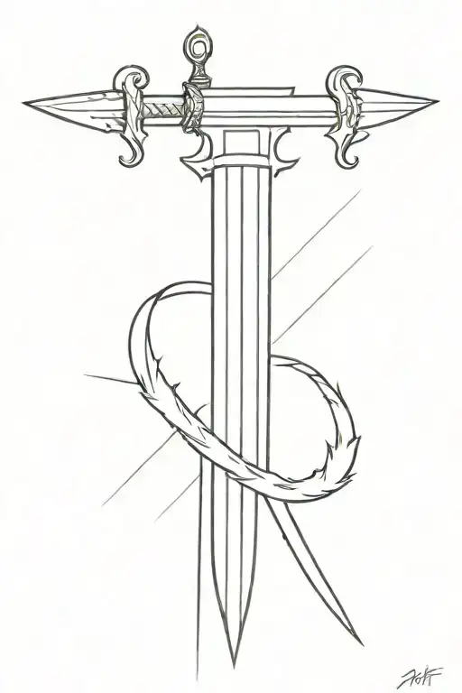 minimalistic longsword design tattoo design idea