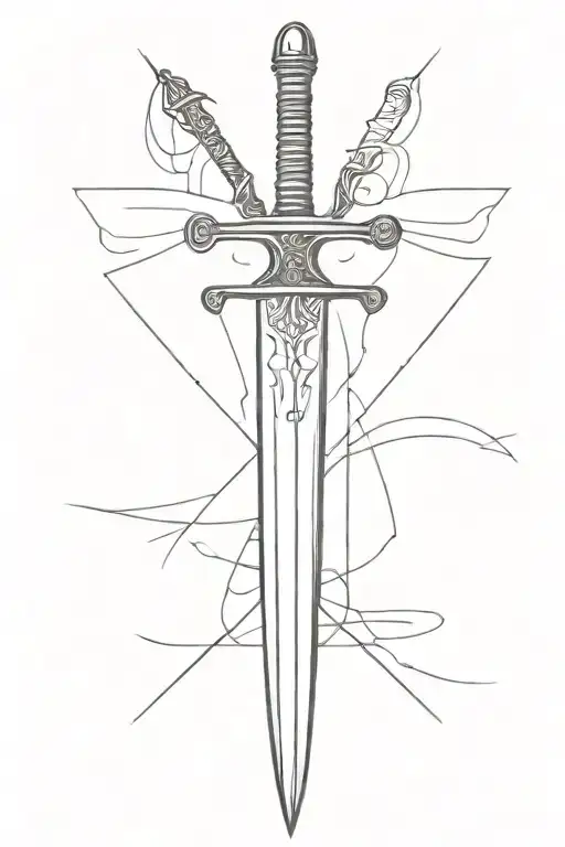 minimalistic longsword design tattoo design idea