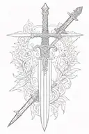 Longsword minimalistic tattoo design idea