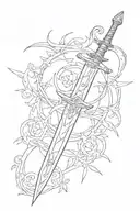 Longsword minimalistic tattoo design idea