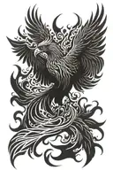 Phoenix rising from flames tattoo design idea