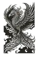 Phoenix rising from flames tattoo design idea