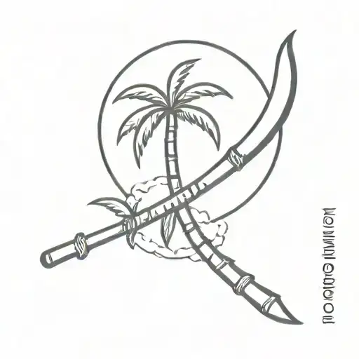 sun with a machete and a sugar cane  tattoo design idea