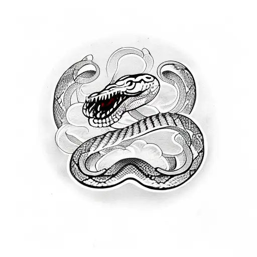 snake with sword tattoo design idea