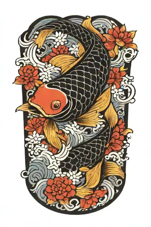 carp koi black tattoo design idea