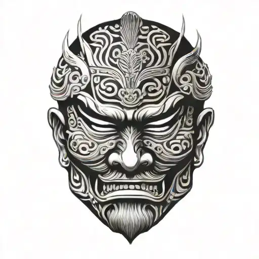 japanese samurai mask tattoo design idea
