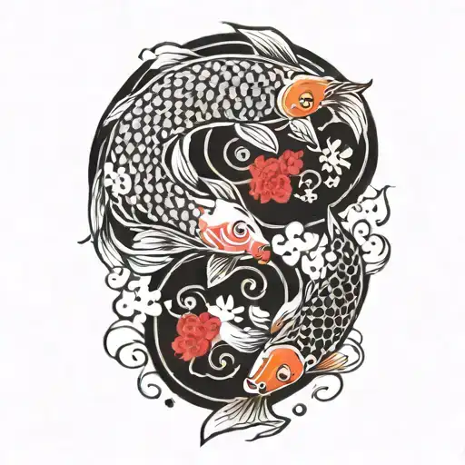 japanese carp fish yin yang tattoo design idea