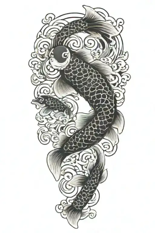 carp koi black tattoo design idea