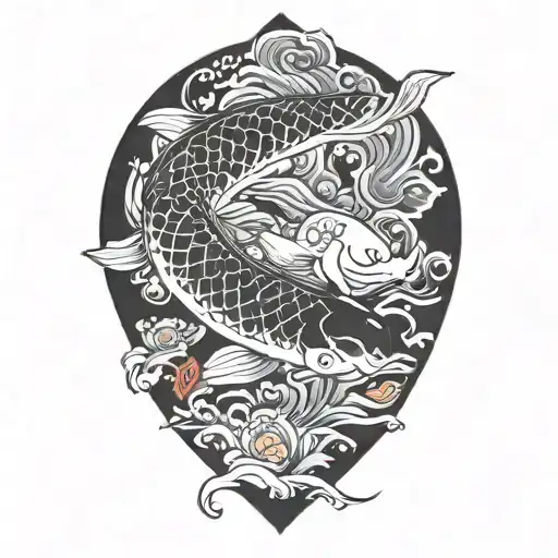 carp koi black tattoo design idea